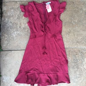 Ruffle Maroon Dress
